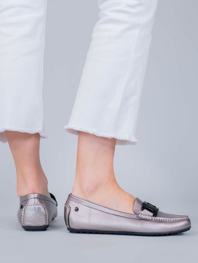 Mocasin Cuero Simona Metalizado Hush Puppies