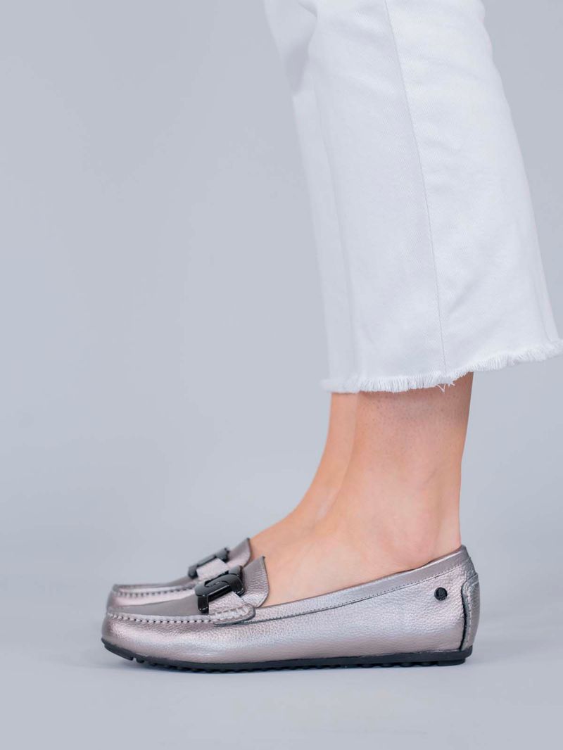Mocasin Cuero Simona Metalizado Hush Puppies