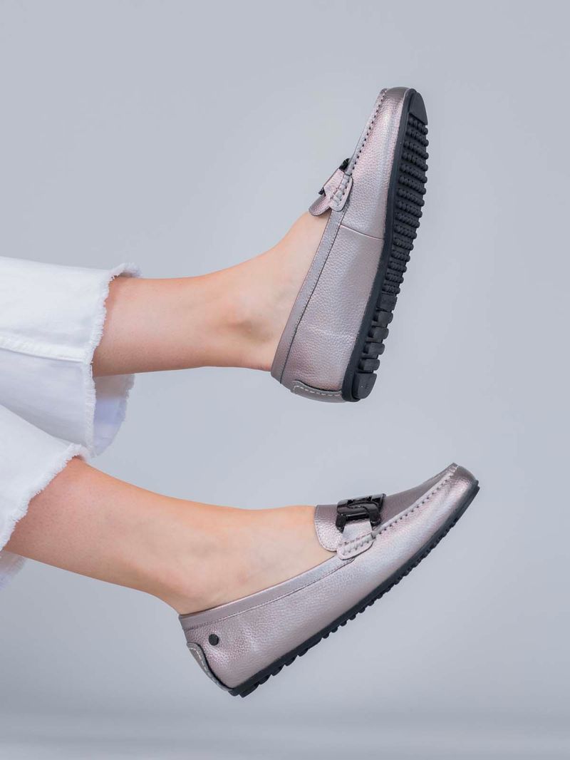Mocasin Cuero Simona Metalizado Hush Puppies