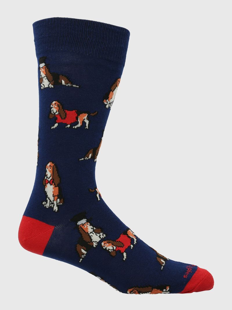 Calcetin-Algodon-Hombre-C-Hat-Basset-Azul-Hush-Puppies