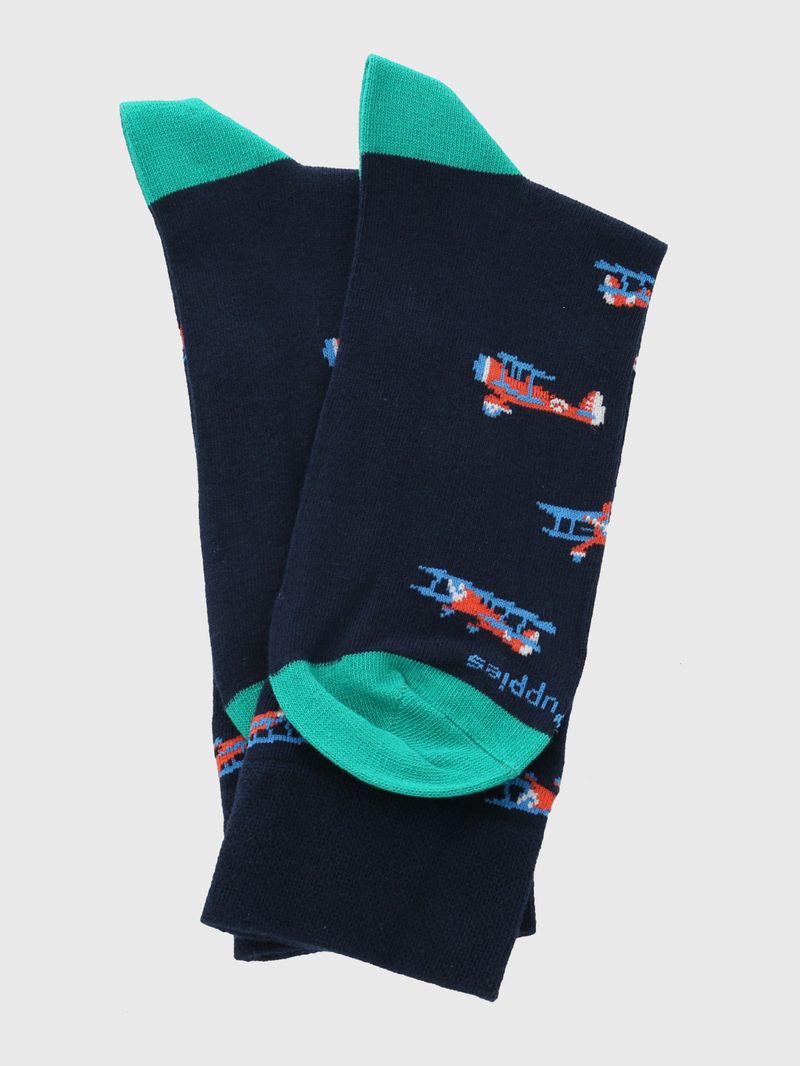 Calcetin-Algodon-Hombre-C-Cuff-Plane-Azul-Hush-Puppies