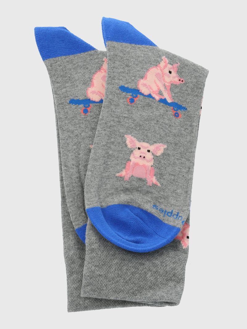 Calcetin-Algodon-Hombre-C-Cuff-Skatepig-Gris-Hush-Puppies