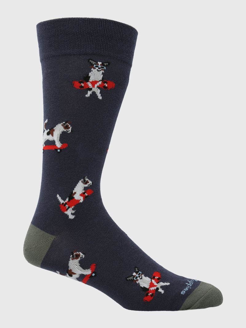Calcetin-Algodon-Hombre-C-Cuff-Skatedog-Azul-Hush-Puppies