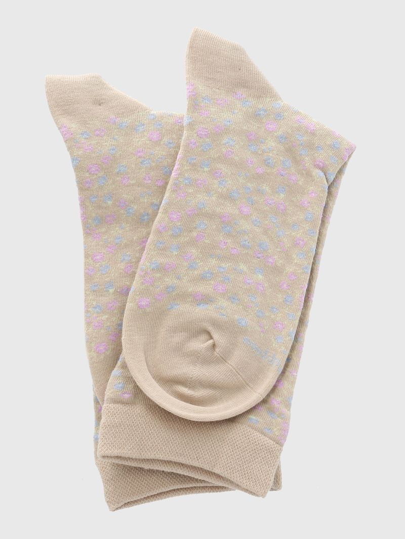 Calcetin-Algodon-Mujer-C-Cuff-Allover-Beige-Crudo-Hush-Puppies
