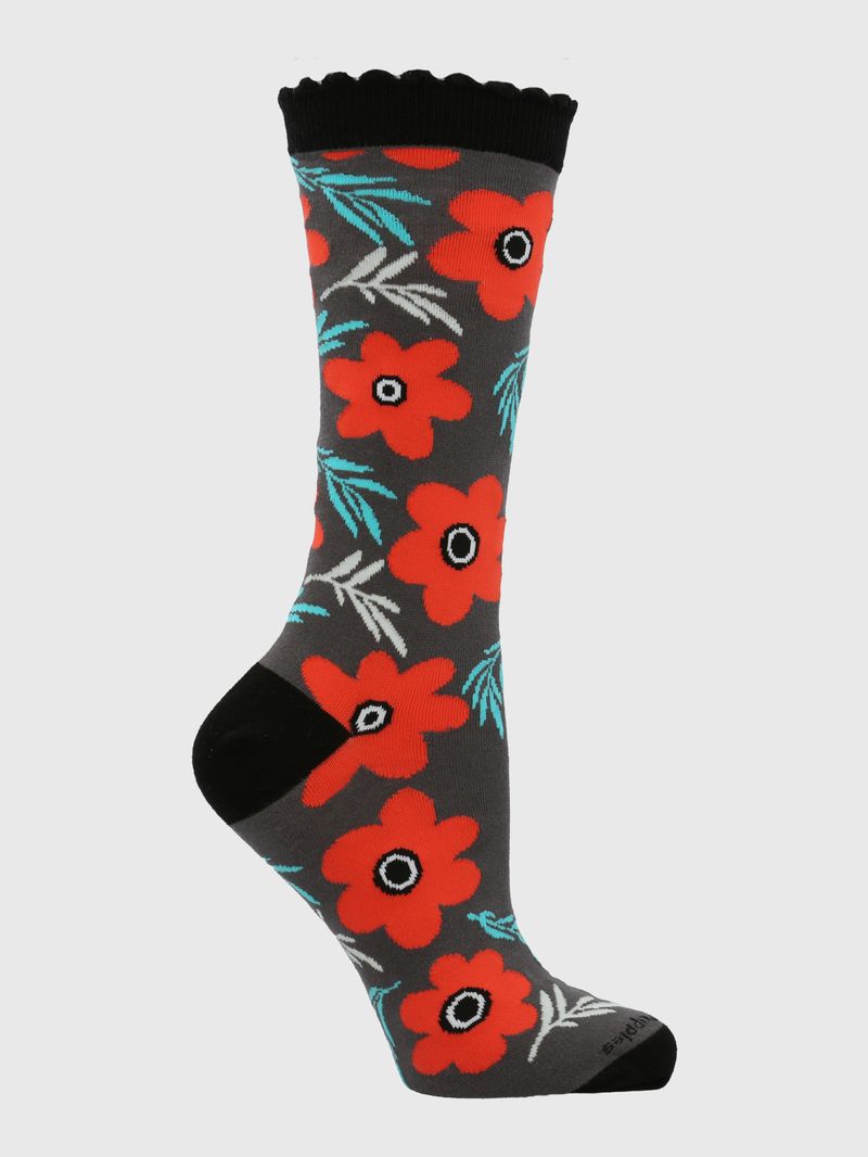 Calcetin-Algodon-Mujer-C-St-Flower-Negro-Hush-Puppies