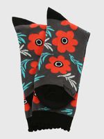 Calcetin-Algodon-Mujer-C-St-Flower-Negro-Hush-Puppies
