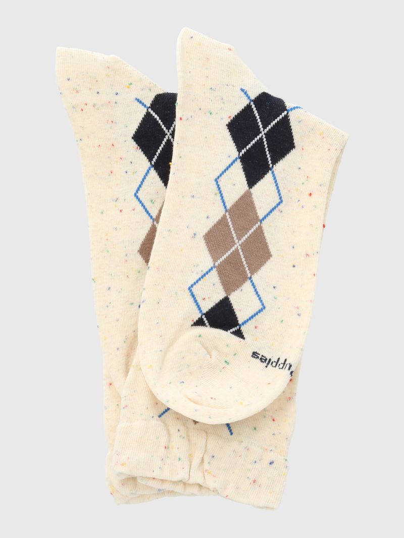 Calcetin-Algodon-Mujer-C-Rombi-Beige-Crudo-Hush-Puppies