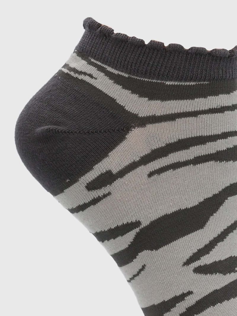 Calcetin-Algodon-Mujer-Ped-St-Zebra-Gris-Hush-Puppies
