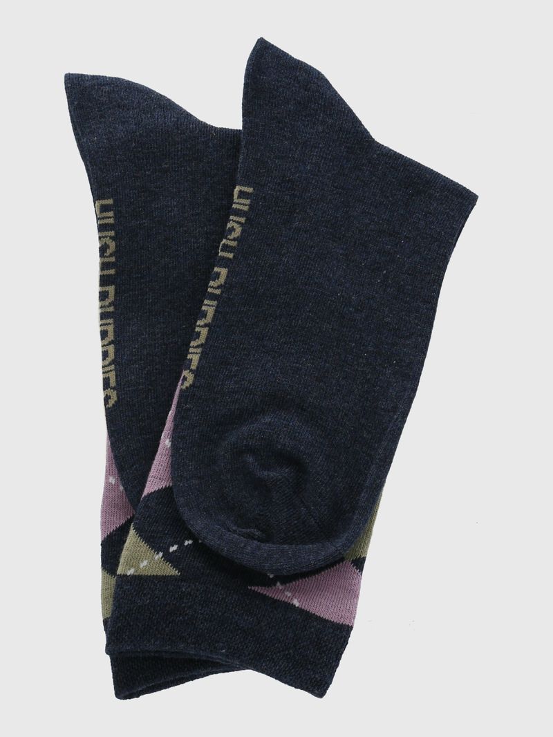 Calcetin Algodón Mujer C Cuff Argyle Azul Hush Puppies