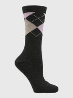 Calcetin Algodón Mujer C Cuff Argyle Gris Hush Puppies