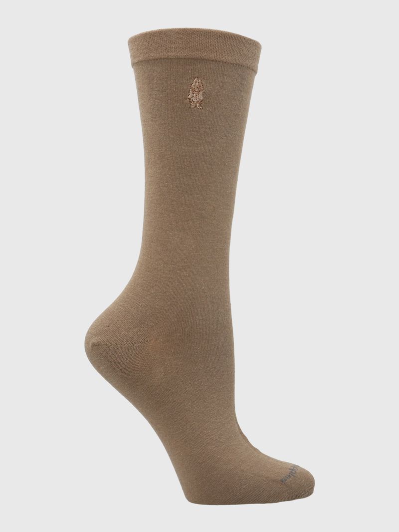 Calcetin-Algodon-Mujer-C-Cuff-Plain-Cafe-Hush-Puppies