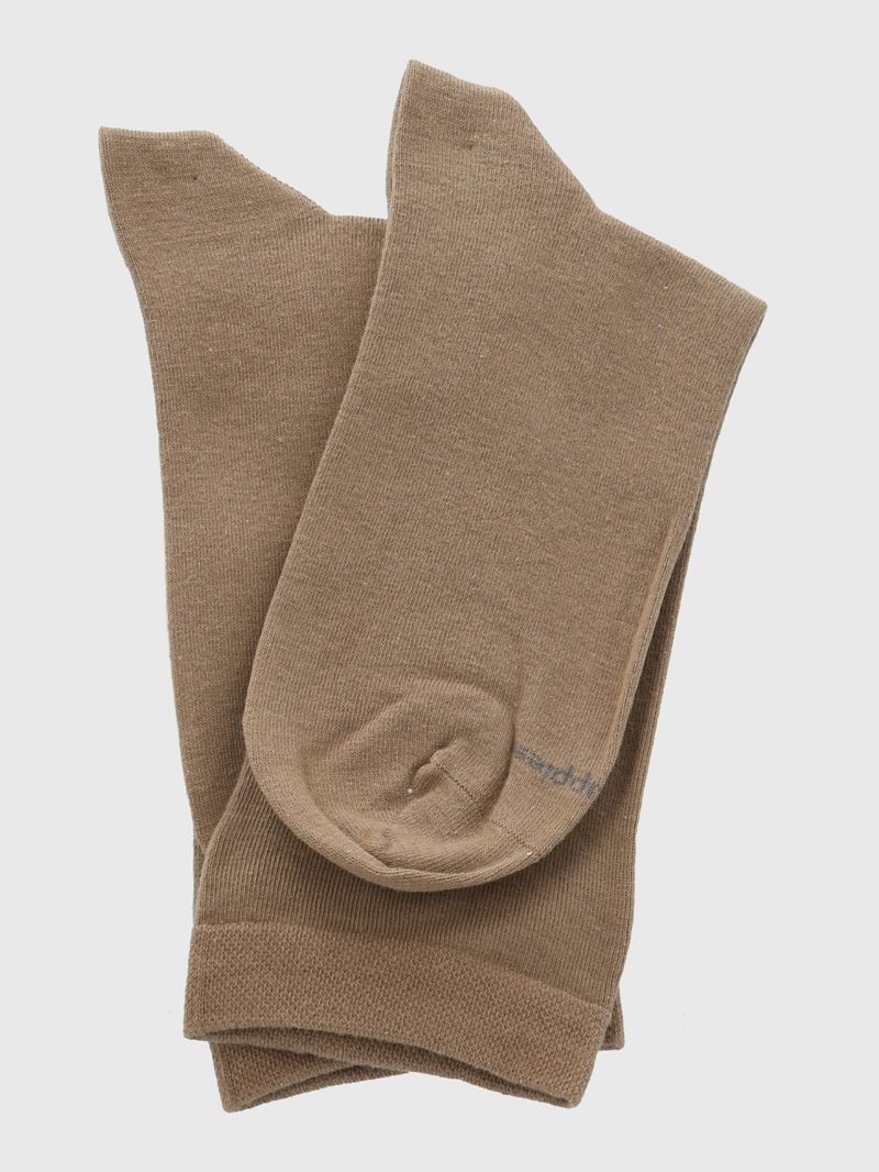 Calcetin-Algodon-Mujer-C-Cuff-Plain-Cafe-Hush-Puppies