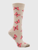 Calcetin-Algodon-Mujer-C-Cuff-Butterfl-Beige-Crudo-Hush-Puppies