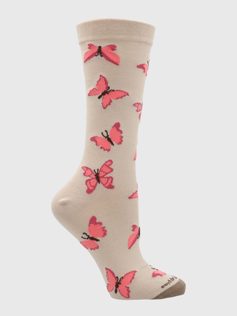 Calcetin-Algodon-Mujer-C-Cuff-Butterfl-Beige-Crudo-Hush-Puppies