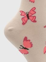 Calcetin-Algodon-Mujer-C-Cuff-Butterfl-Beige-Crudo-Hush-Puppies