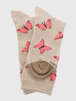 Calcetin-Algodon-Mujer-C-Cuff-Butterfl-Beige-Crudo-Hush-Puppies