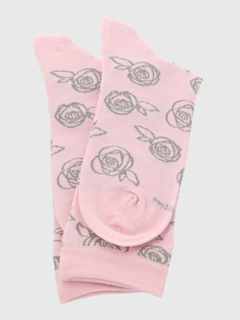 Calcetin Algodón Mujer C Cuff Roses Rosado Hush Puppies