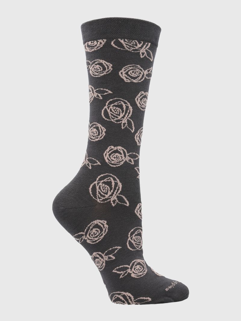 Calcetin Algodón Mujer C Cuff Roses Gris Hush Puppies