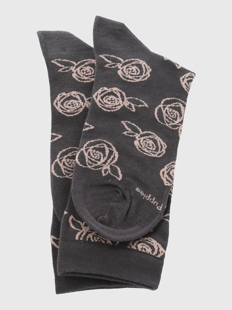 Calcetin Algodón Mujer C Cuff Roses Gris Hush Puppies