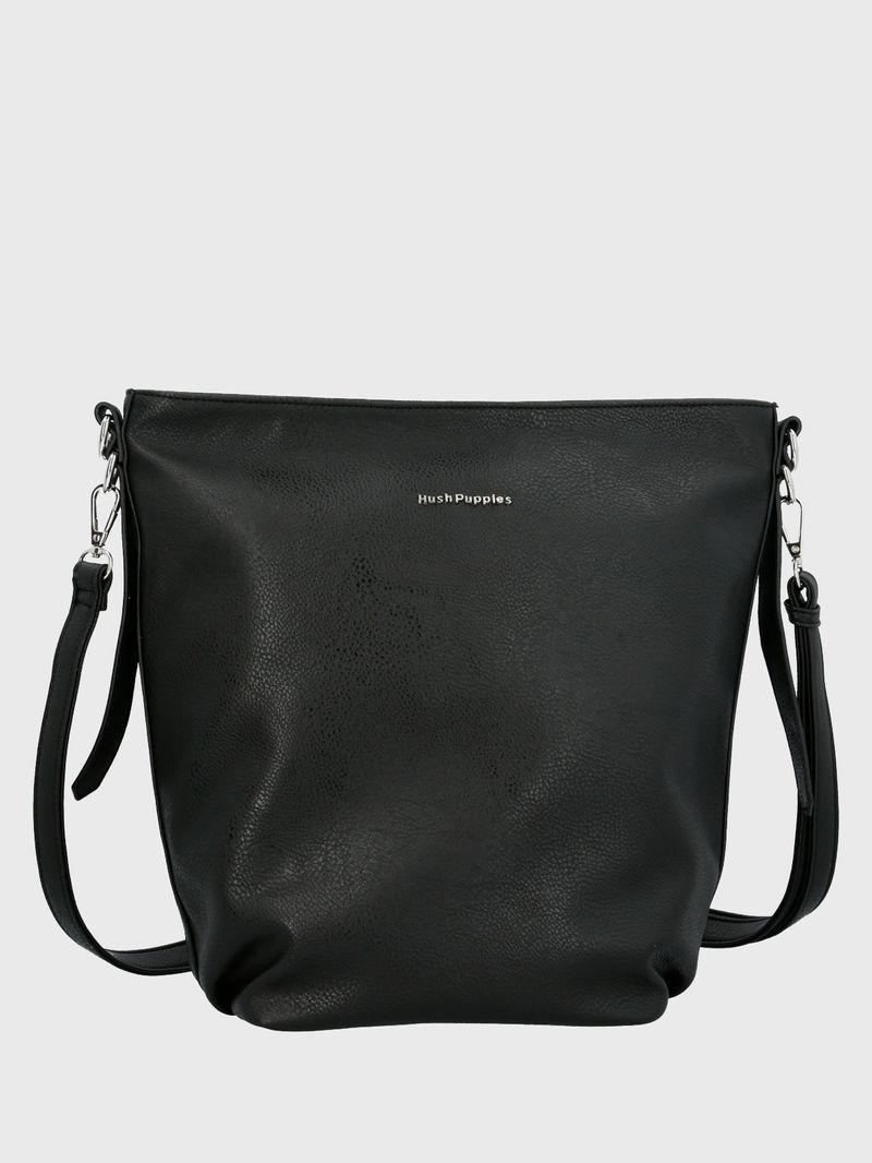 Cartera Ecocuero Mujer Cordy Hobo Negro Hush Puppies