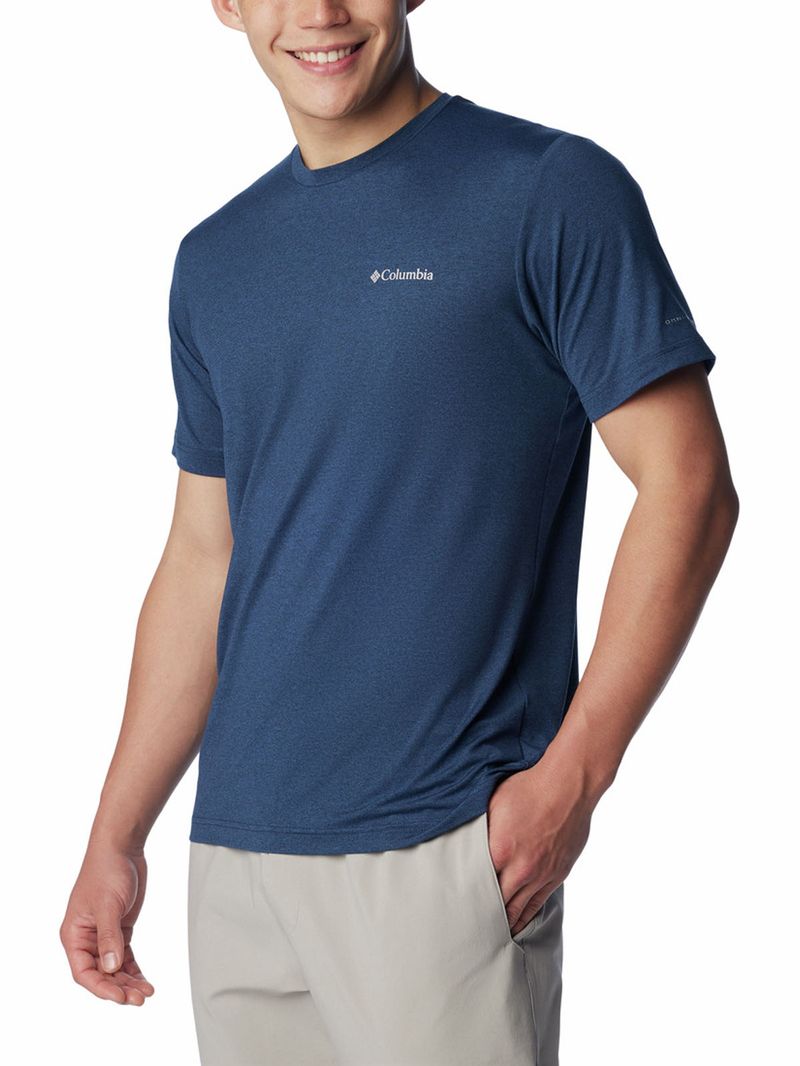 Polera Manga Corta Hombre Tech Trail Crew Neck Azul Columbia