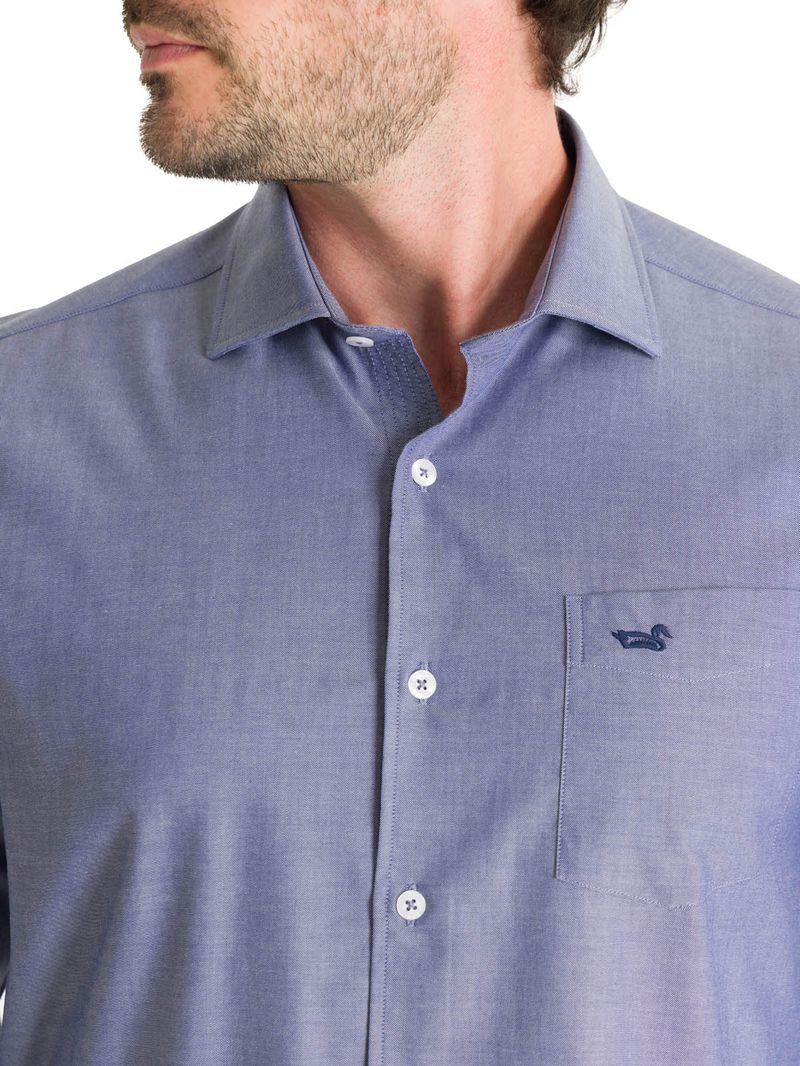 Camisa Algodón Hombre Woolsolid Azul Rockford