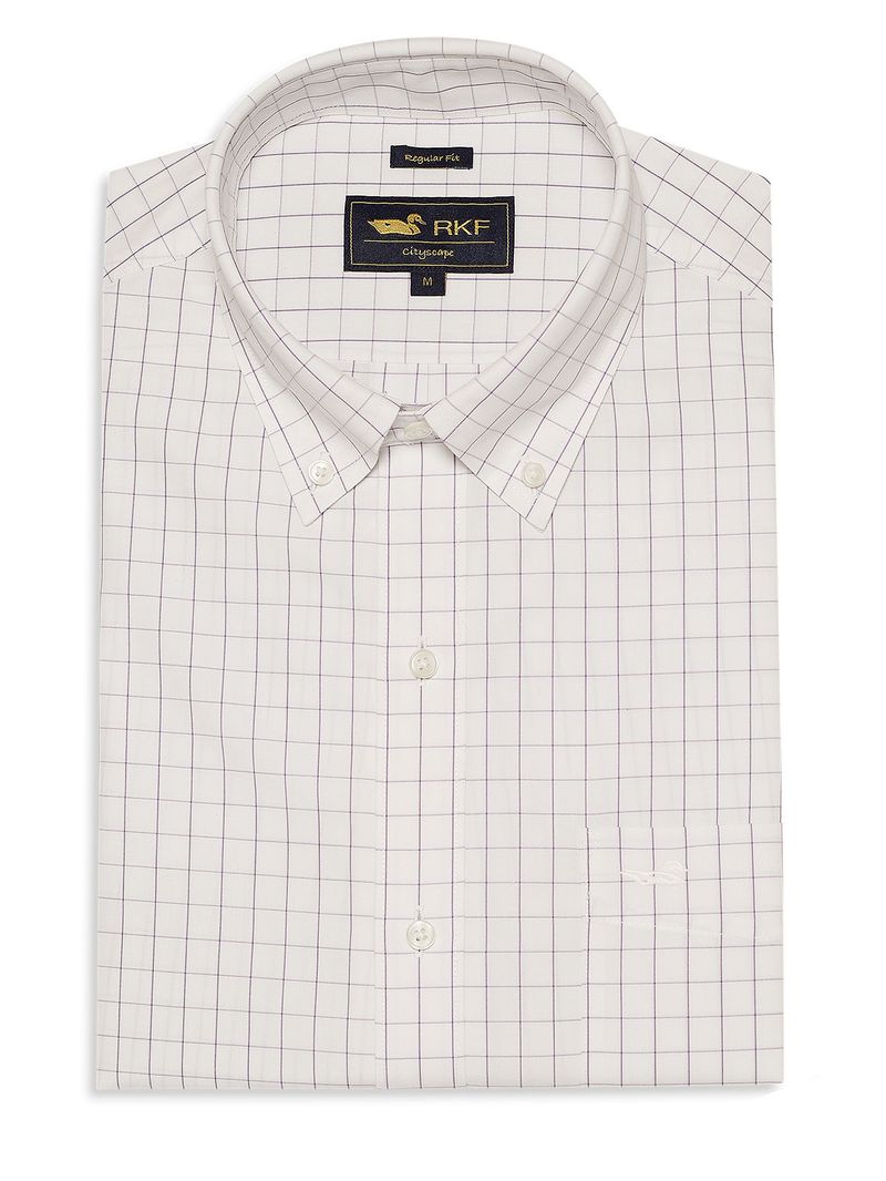 Camisa Cuello Button-Down Hombre WF Blanco a Cuadros Rockford