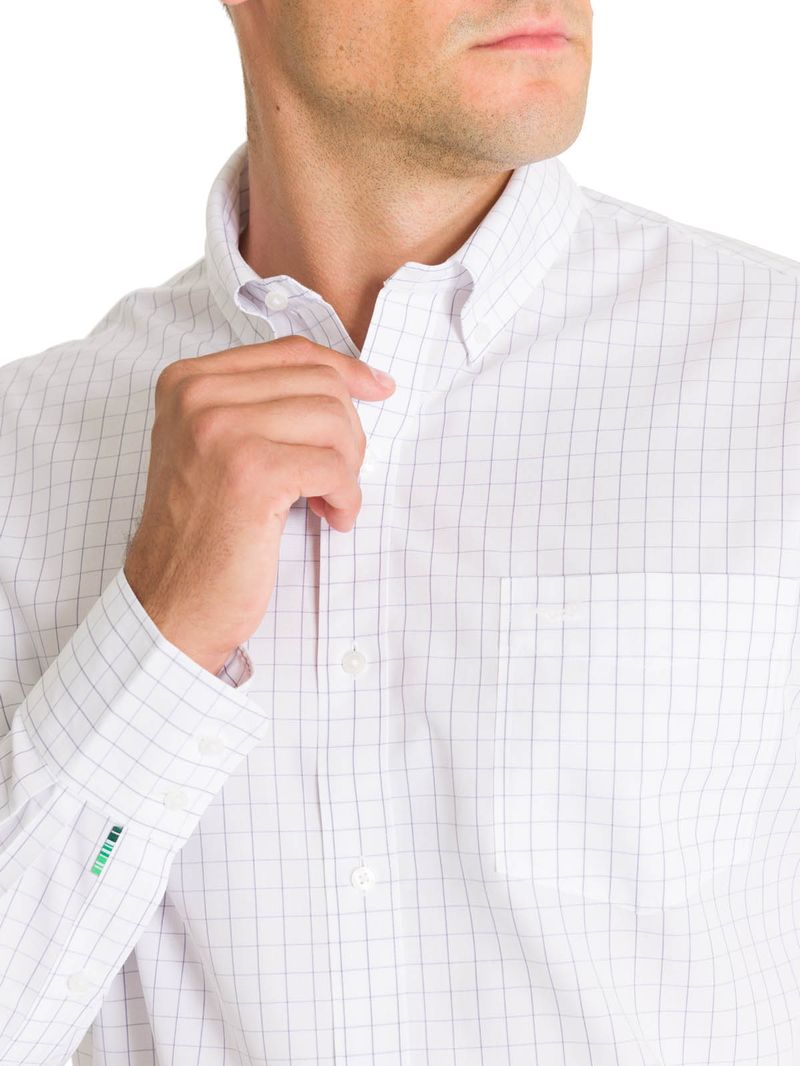 Camisa Cuello Button-Down Hombre WF Blanco a Cuadros Rockford