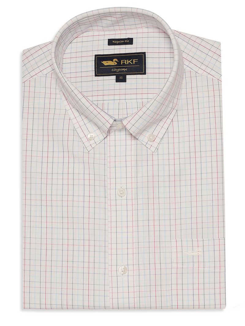Camisa Cuello Button-Down Hombre WF Blanco a Cuadros Rockford
