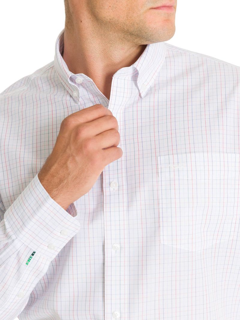 Camisa Cuello Button-Down Hombre WF Blanco a Cuadros Rockford
