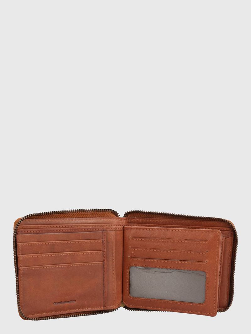 Billetera Cuero Unisex Om Middleton Zip Café Hush Puppies