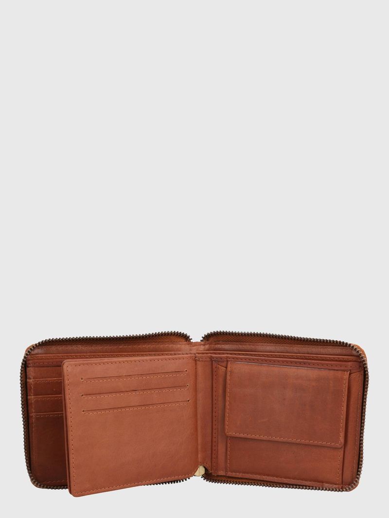 Billetera Cuero Unisex Om Middleton Zip Café Hush Puppies