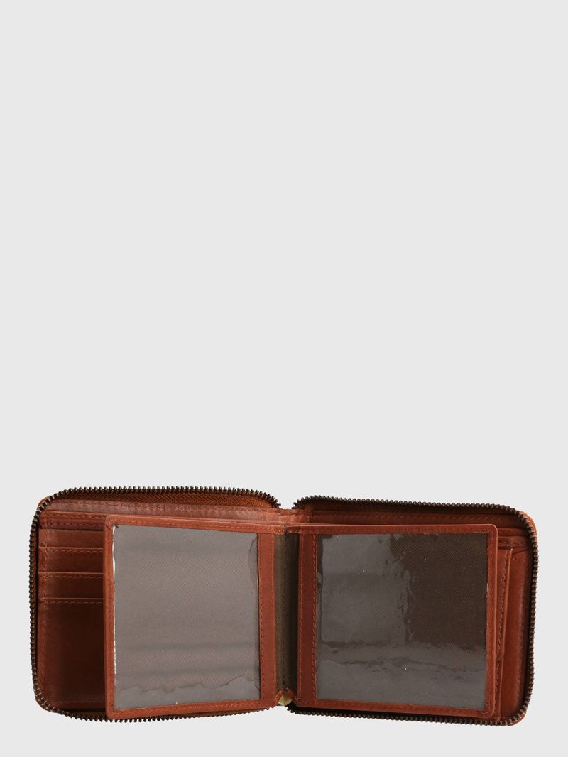 Billetera Cuero Unisex Om Middleton Zip Café Hush Puppies