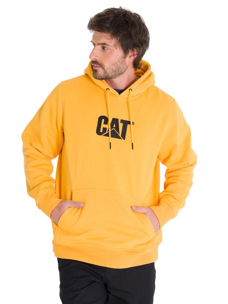 Poleron-Casual-Unisex-FLEECE-CAT-LOGO-PULLOVER-HOODIE-AMARILLO-CAT