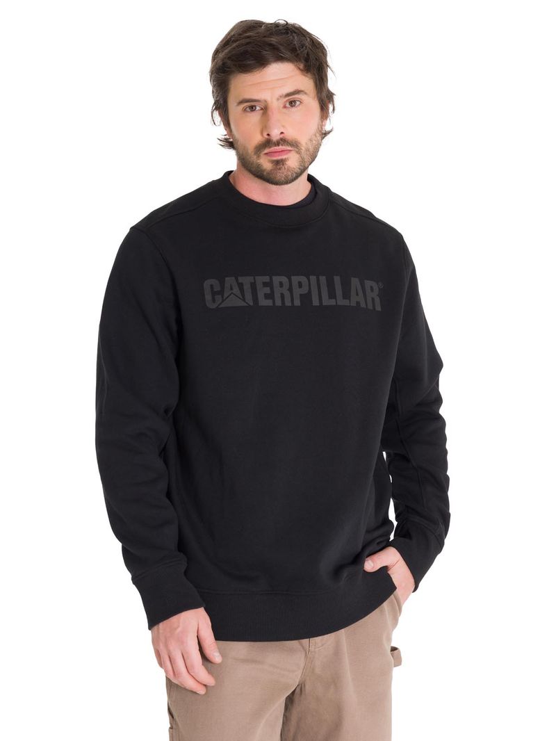 Poleron-Casual-Unisex-CATERPILLAR-LOGO-CREWNECK-SWEATSHIRT-NEGRO-CAT