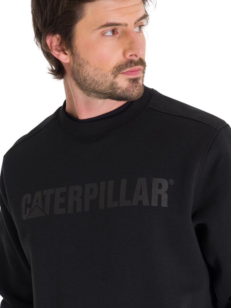 Poleron-Casual-Unisex-CATERPILLAR-LOGO-CREWNECK-SWEATSHIRT-NEGRO-CAT