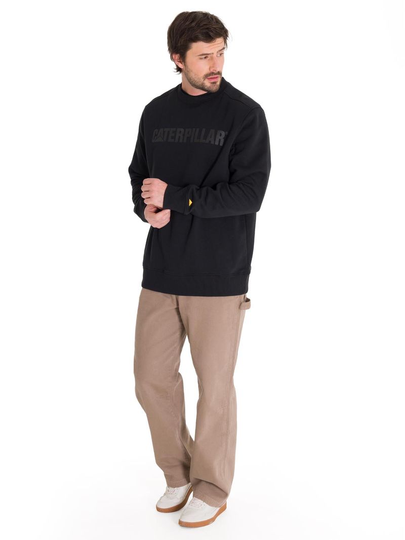 Poleron-Casual-Unisex-CATERPILLAR-LOGO-CREWNECK-SWEATSHIRT-NEGRO-CAT