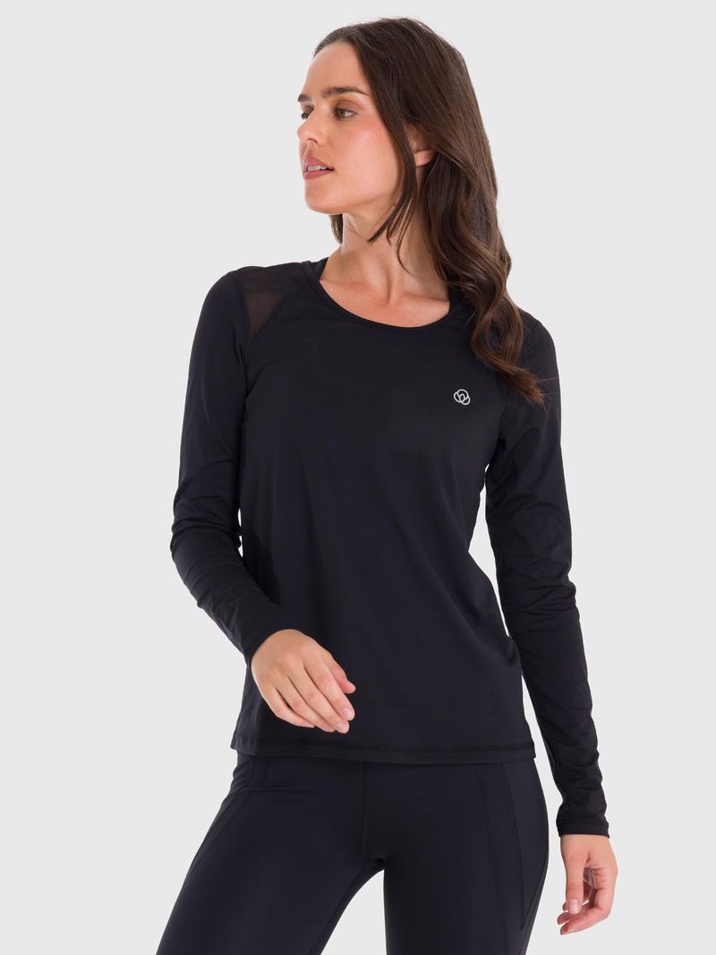Polera Mujer First Layer Mesh Negra Bsoul