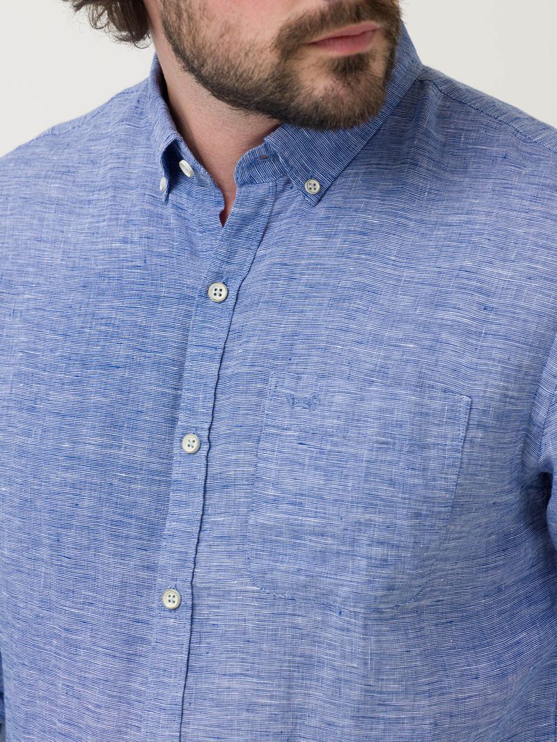 Camisa-Lino-Organico-Hombre-Linentex-Azul-Rockford