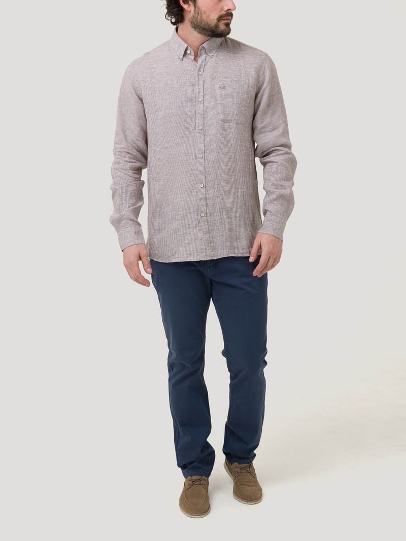 Camisa-Lino-Organico-Hombre-Linentex-Cafe-Rockford
