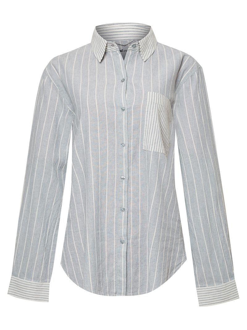 Blusa-Lino-Organico-Mujer-Lines-Celeste-Rockford
