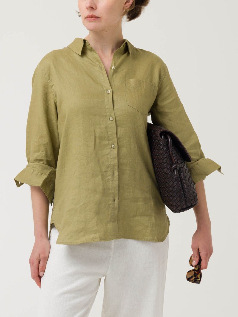 Blusa-Lino-Organico-Mujer-Lirio-Verde-Rockford
