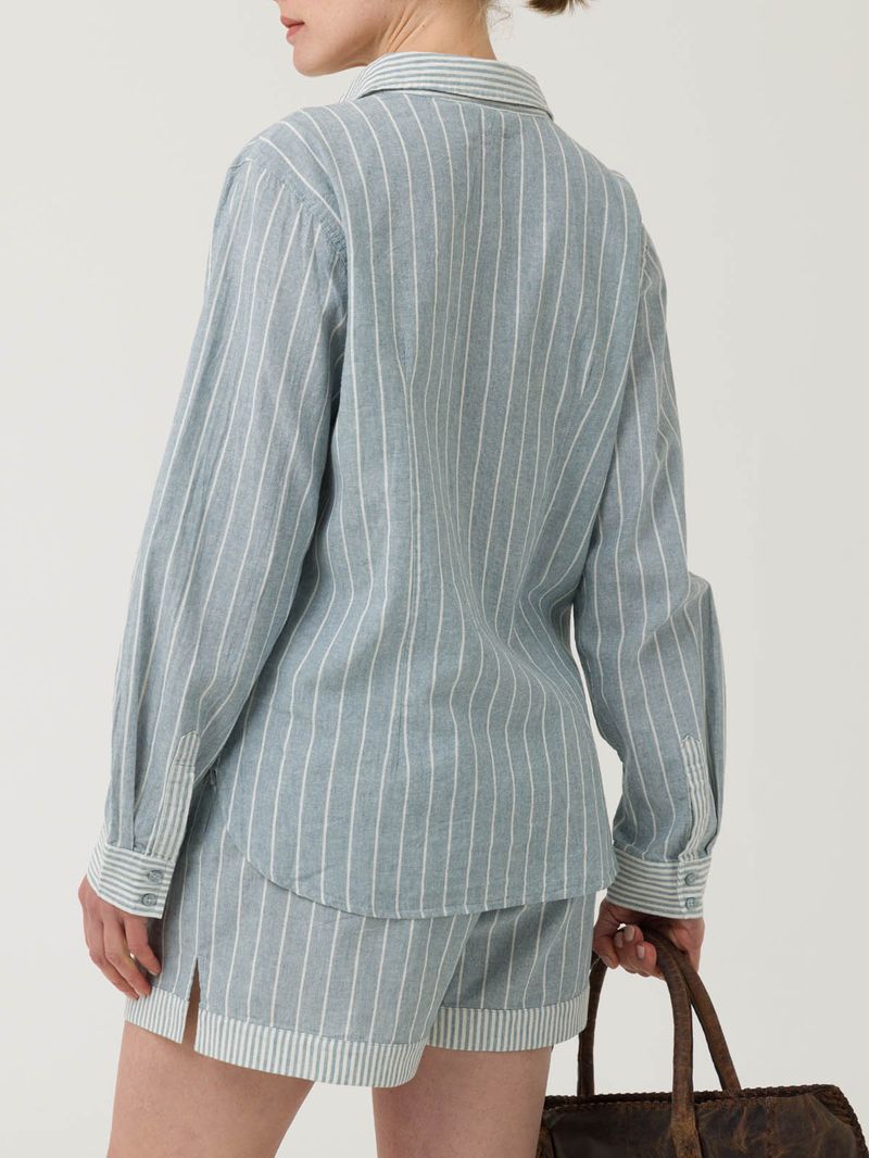 Blusa-Lino-Organico-Mujer-Lines-Celeste-Rockford