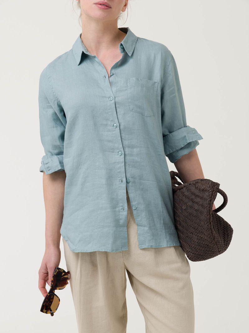 Blusa-Lino-Organico-Mujer-Lirio-Celeste-Rockford
