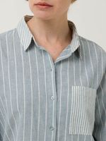 Blusa Lino Orgánico Mujer Lines Celeste Rockford