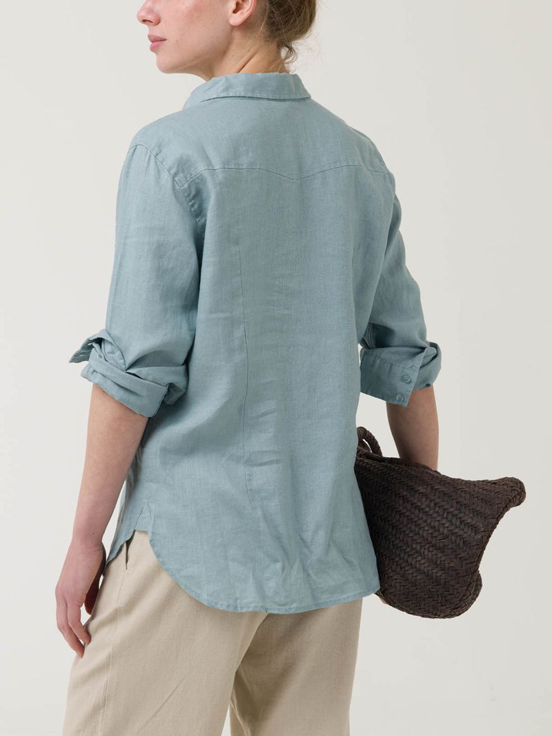 Blusa-Lino-Organico-Mujer-Lirio-Celeste-Rockford