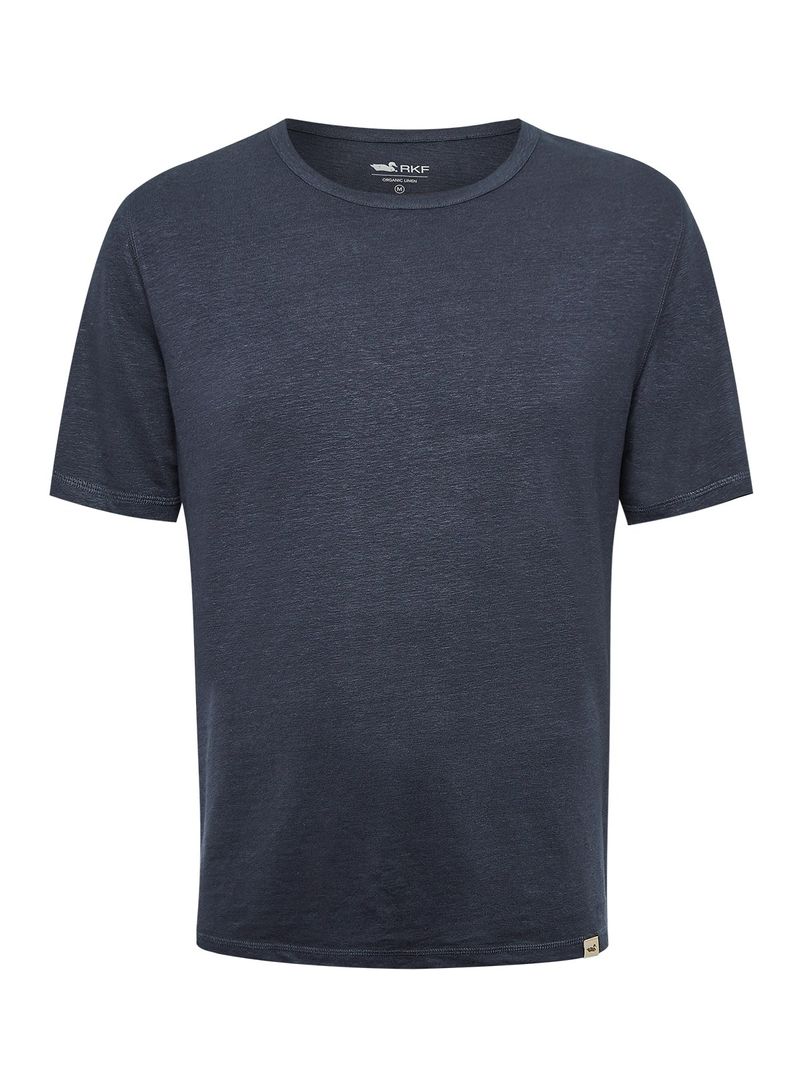 Polera Lino Orgánico Hombre Linen Azul Rockford