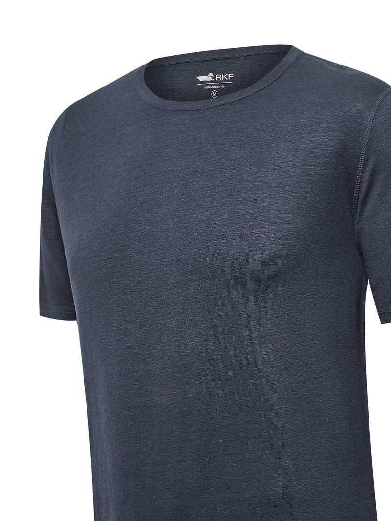 Polera Lino Orgánico Hombre Linen Azul Rockford