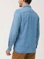 Camisa Tencel Hombre Azul Rockford