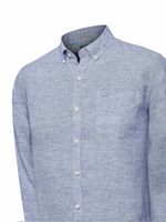 Camisa Lino Orgánico Hombre Linentex Azul Rockford